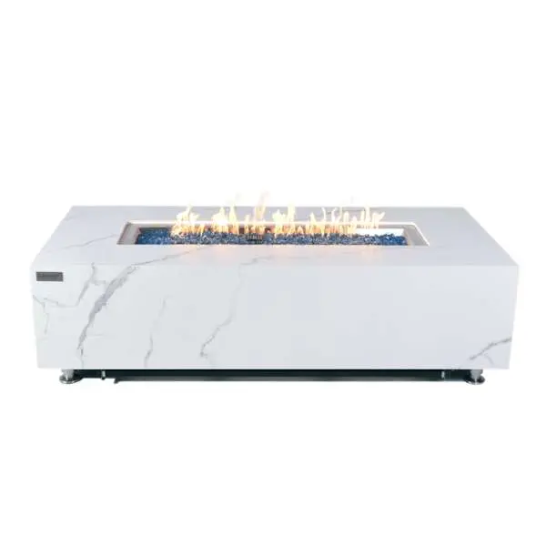 Elementi Plus Carrara Fire Table – Premium Porcelain Marble Finish 1