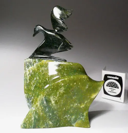 Expressive Bird Sculpture By Mark Pitseolak 1