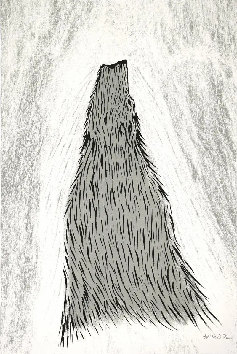 Final Copy — 2023 Limited Christmas Print By Quvianaqruk Pudlat, 'Wolf In The Mist' 1