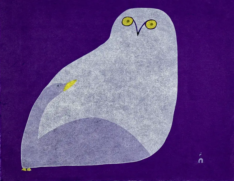Final Edition: 2025 Dorset Print Release By Ningiukulu Teevee – "Owl Courting Goose" 1