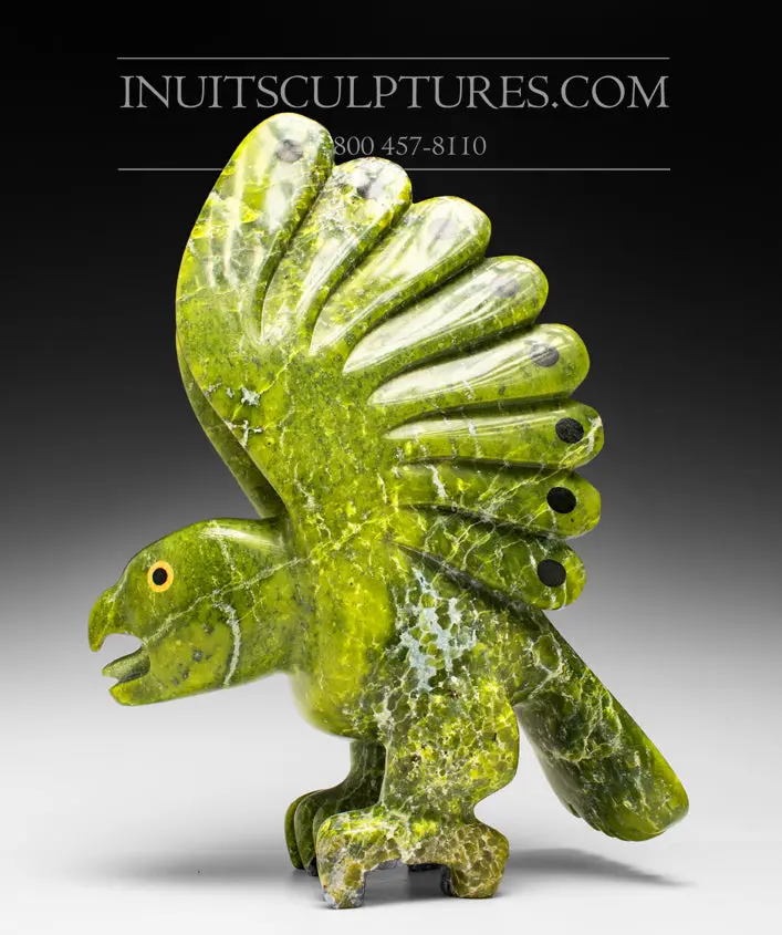 Final Work From The 'Covid Collection': 14-Inch Electric Green Bird Spirit Sculpture By Toonoo Sharky 1