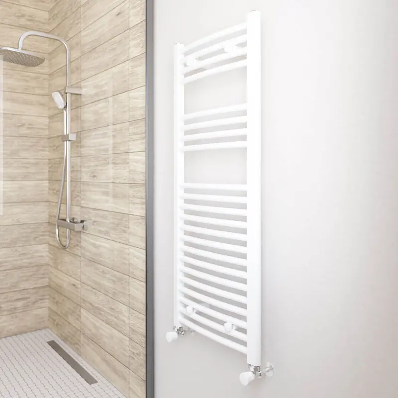 Flomasta Curved White Towel Warmer – Ladder-Style Bathroom Radiator (110 X 45Cm) 1