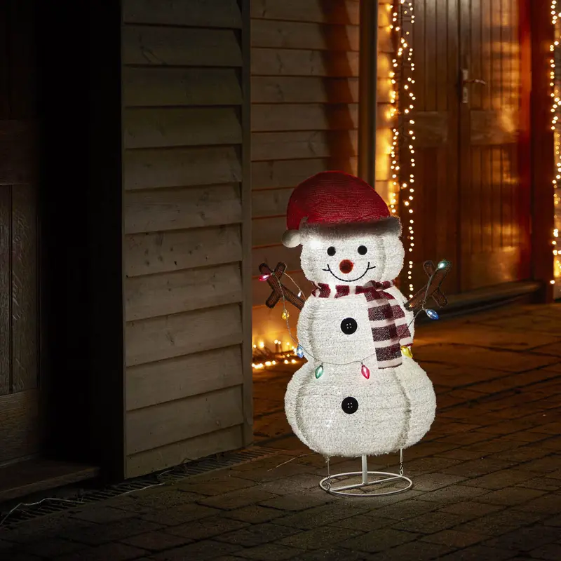 Freestanding Led Snowman Silhouette – 80Cm Tall Ice-White Christmas Decoration 1