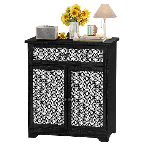 Functional Buffet Sideboard With Drawer & Cabinet Storage – Elegant Accent Cabinet Featuring Patterned Doors; Designed For Living Rooms, Kitchens, Or Entryways 2
