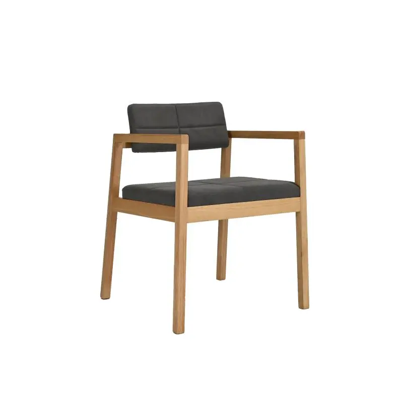 Gin Oak-Finished Armchair With Dark Grey Fabric Upholstery 1