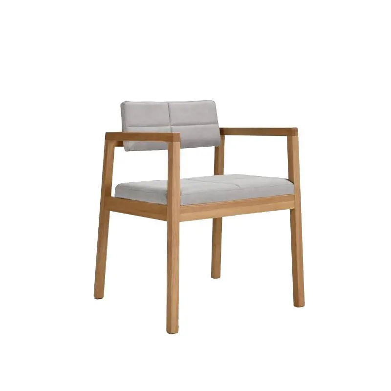 Gin Oak-Finished Armchair With Light Grey Fabric Upholstery 1