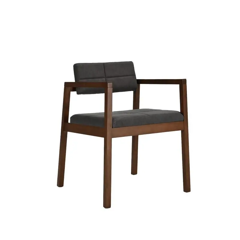 Gin Walnut-Finished Armchair With Dark Grey Fabric Upholstery 1
