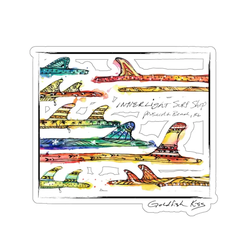 Goldfish Kiss Fun-Themed Adhesive Sticker 2