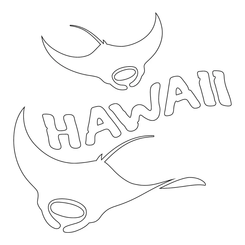 Hawaii Manta Ray Ocean Vinyl Sticker – 5" X 5" (Design #160) 1
