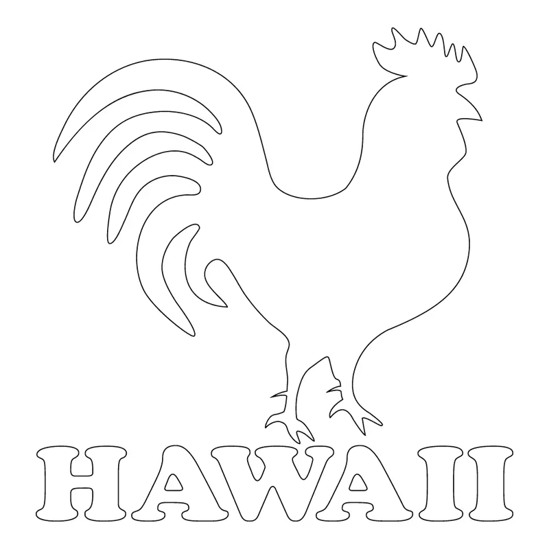 Hawaii Rooster Vinyl Sticker – 5" X 5" (Design #167) 1