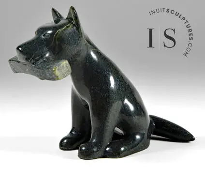 Ikkidluak Teevee 'Stay' Companion Dog Carving – 6 Inch Canine Sculpture 1