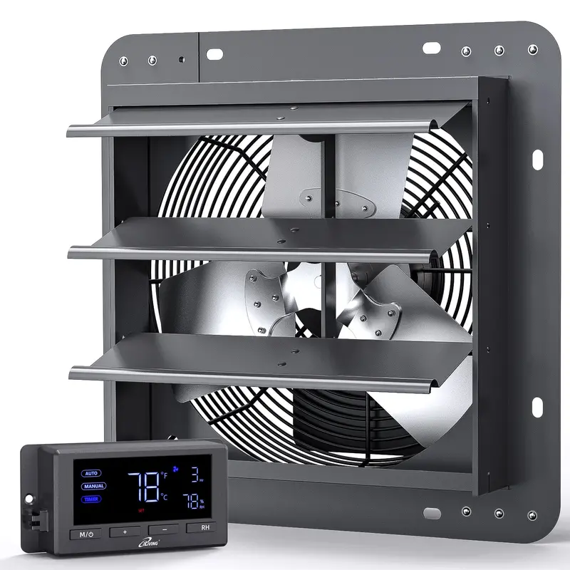 Iliving 12" Dc Shutter Exhaust Fan – Wall-Mounted Ventilation Fan With Auto Shutter, Temp/Humidity Sensing & Variable Speed (960 Cfm) 1