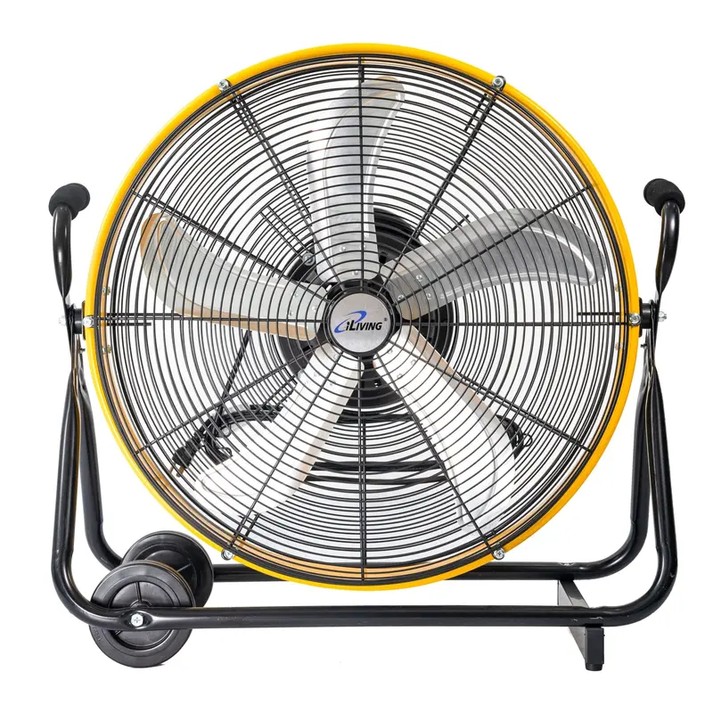 Iliving 24-Inch Oscillating Barrel Floor Fan – 3-Speed, 7800 Cfm, Yellow Finish For Workshops, Auto Shops & Warehouses 1