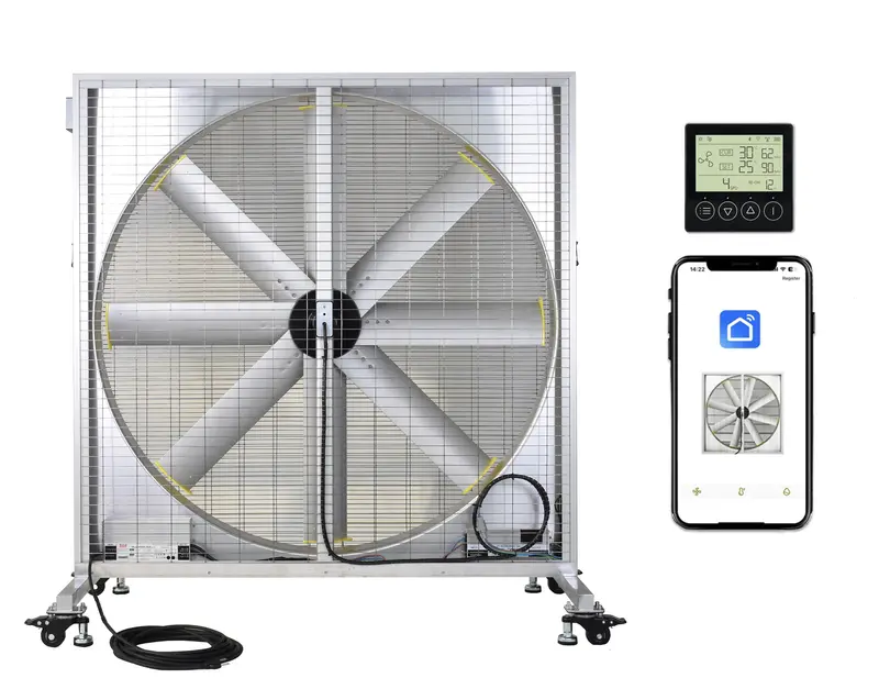Iliving Ilg-54-Solar-S: 54" Solar-Powered Industrial Floor Fan — 28,000 Cfm, Brushless Dc Motor, Ip68 Waterproof, App & Remote Controlled, Mobile Wheeled Design 1