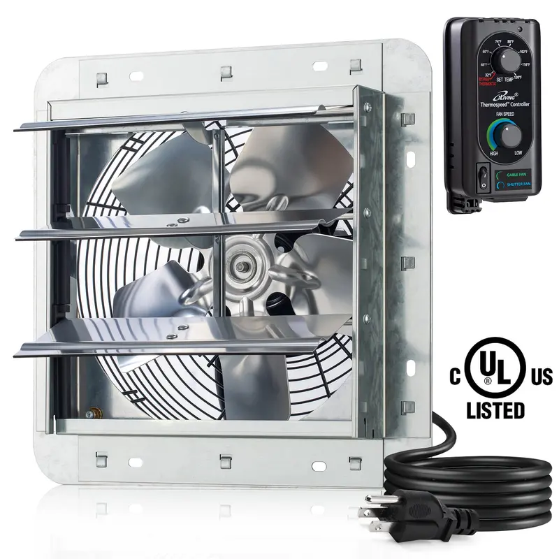 Iliving Ilg8Sf10V-St 10-Inch Shutter Exhaust Fan With Thermospeed™ Controller – 820 Cfm, 65W, Silver 1