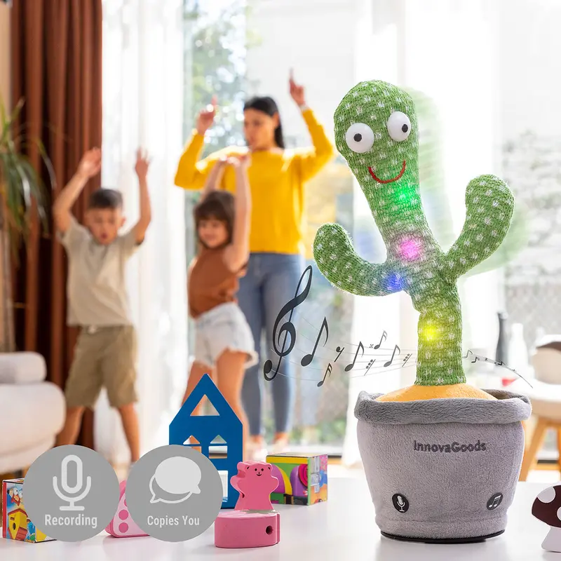Interactive Dancing & Singing Cactus Toy With Music, Led Lights, And Rechargeable Battery – Pinxi By Innovagoods 1