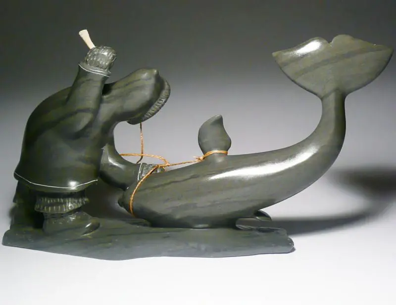 Inuk Hunter Sculpture Depicting Whale Capture By Jimmy Iqaluq 1