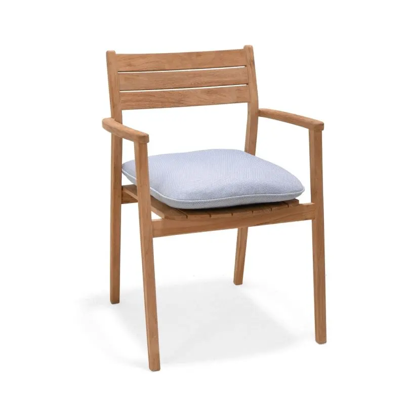 Jade Teak Stacking Armchair With Blue Cushion 1