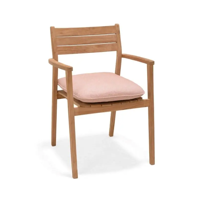 Jade Teak Stacking Armchair With Pink Cushion 1