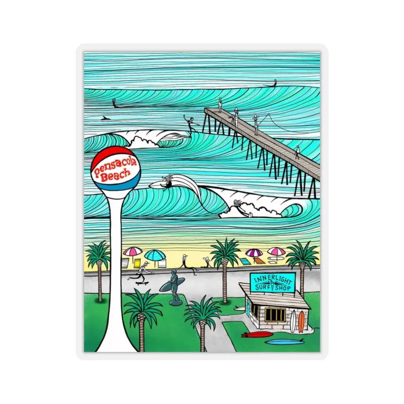 Jonas Pensacola Beach Illustrated Sticker 1