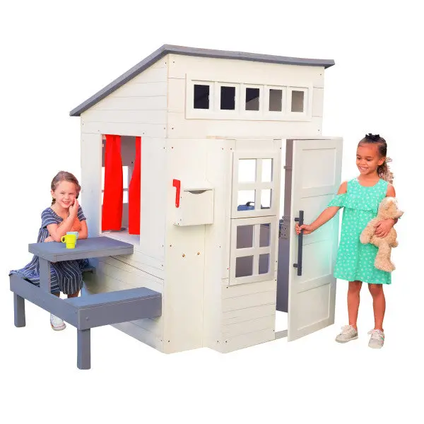 Kidkraft Modern White Outdoor Playhouse For Kids 1