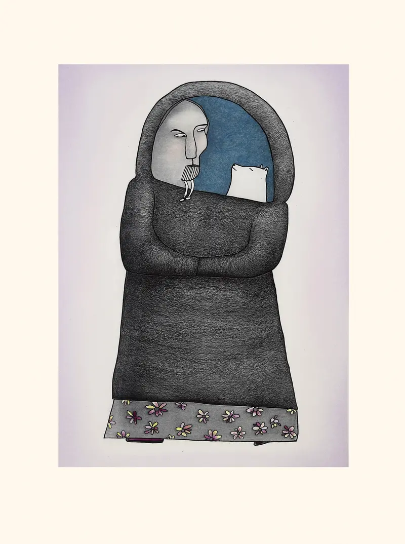 Last Available Print: 2025 Cape Dorset Collection — Ningiukulu Teevee'S 'Nanurmik Tiquaqtuq' (Adopted Bear Cub) 1