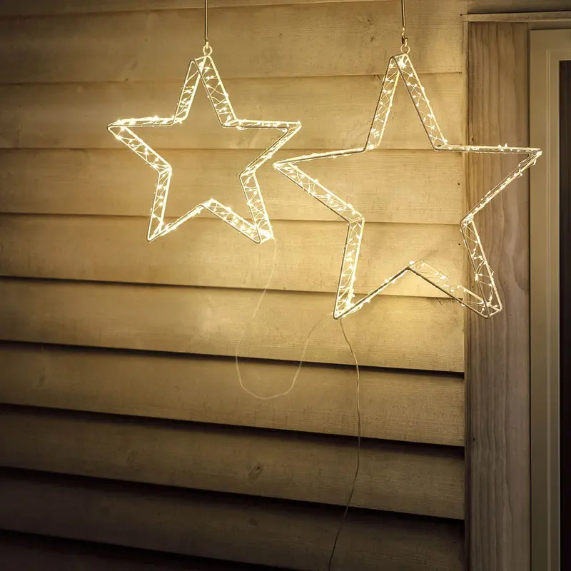 Led Christmas Star Silhouette Decor With Ice & Warm White Lights – Indoor/Outdoor Timer 1