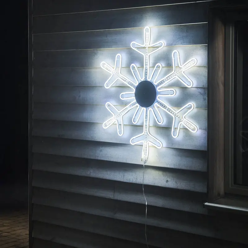 Led Pre-Lit Snowflake Silhouette Decoration – Ice White Indoor Timer Light, 730Mm Tall 1