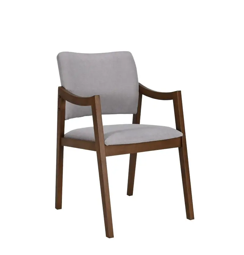 Lesson Walnut-Finish Armchair – Light Grey Fabric Upholstered Seat 1