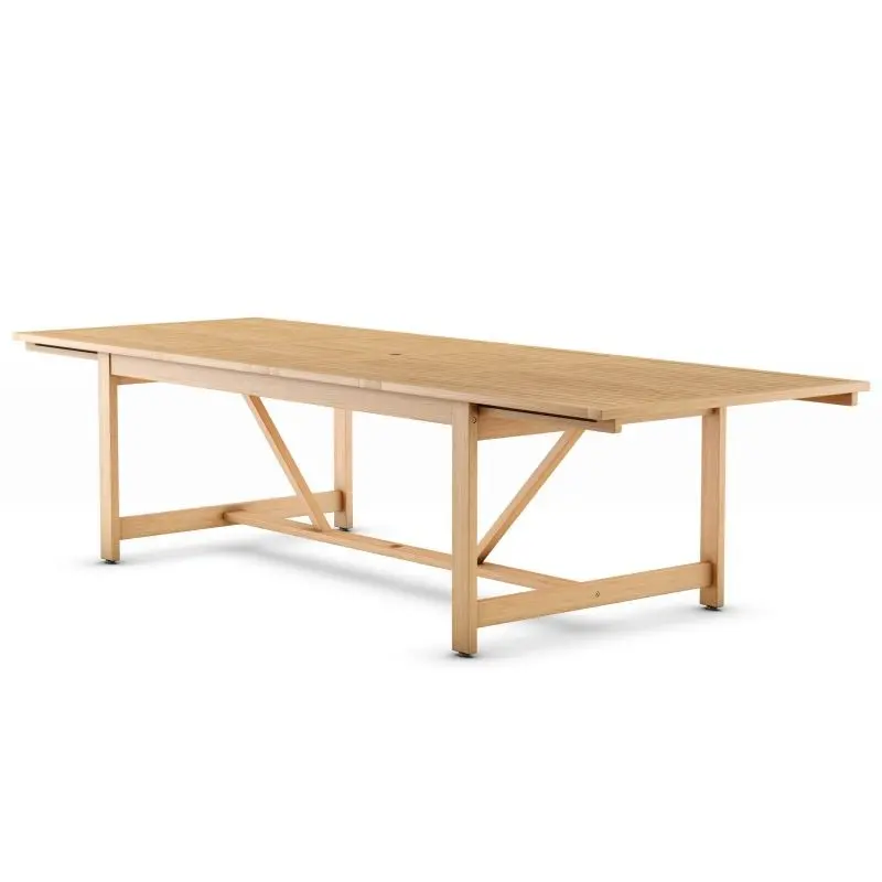 Leyland Teak-Finish Extendable Solid Wood Rectangular Table 1