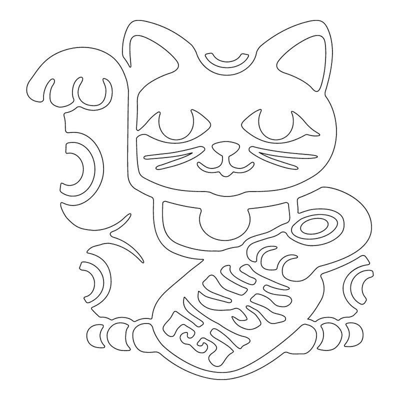 Lucky Cat Charm Sticker – 5X5 Inch Asian-Inspired Decor 1