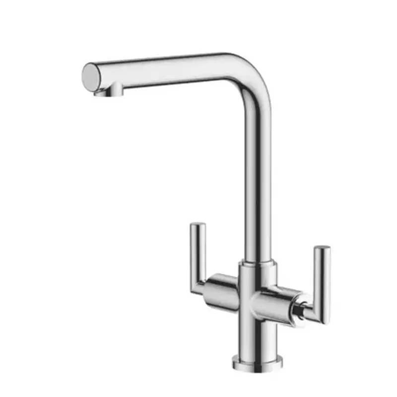 Modern Chrome Kitchen Mono Mixer Tap – Quarter-Turn Double Lever, Swivel Spout Faucet 1