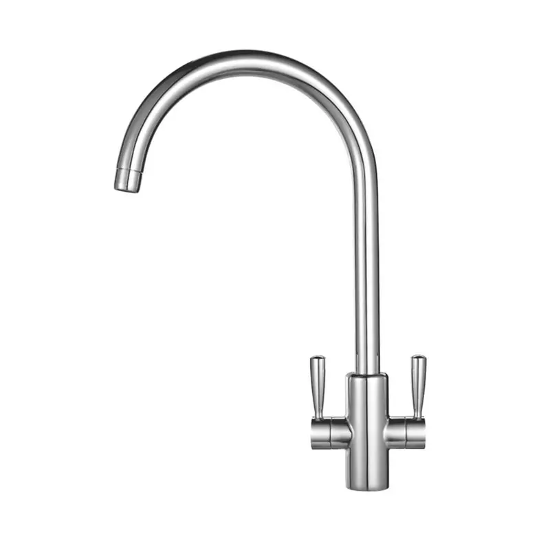 Modern Kitchen Mono Mixer Tap – Double-Lever Chrome Faucet With Swivel Spout 1