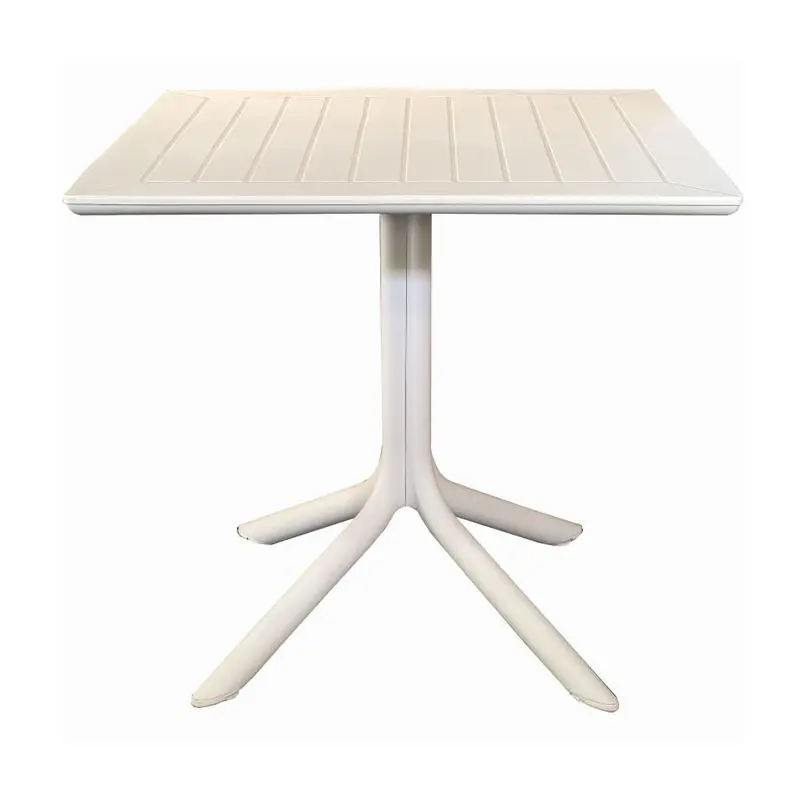 Napoles White Resin Square Dining Table – Outdoor-Friendly Compact Design 1