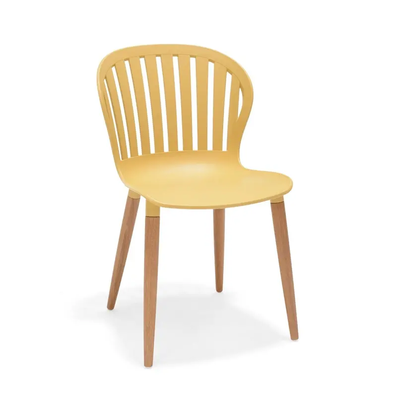 Nassau Recycled Resin And Wood Yellow Side Chair 1