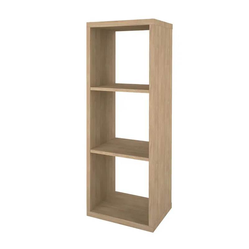 Natural Oak Effect Bookshelf – Three-Tier Rectangular Storage Unit, 108Cm Height, 38.9Cm Width 1