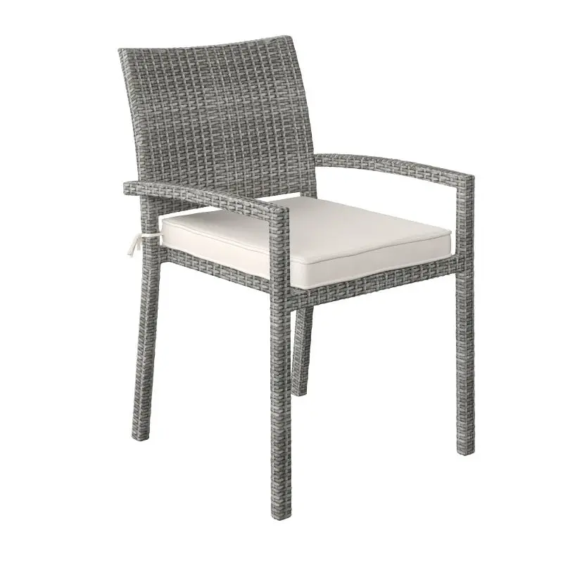 Newliberty Grey Wicker Armchair With White Cushions 1