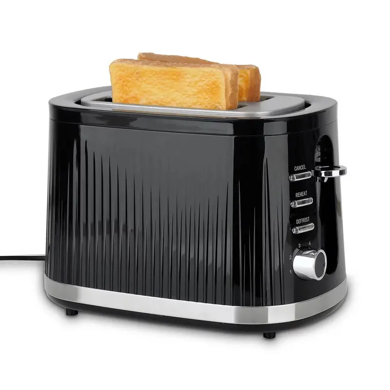 Nutmeg 2-Slice Toaster – Fluted Black Design With Defrost, Cancel & Easy-Clean Features 1