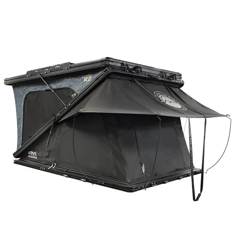 Ovs Xd K2 Dual-Action Clamshell Rooftop Tent — 2-Person Aluminum Hard Shell With Blue Exterior And Black Rainfly 1