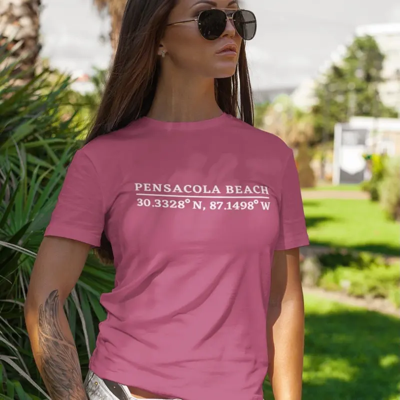 Pensacola Beach Gps Coordinates Jersey Tee - Unisex 1