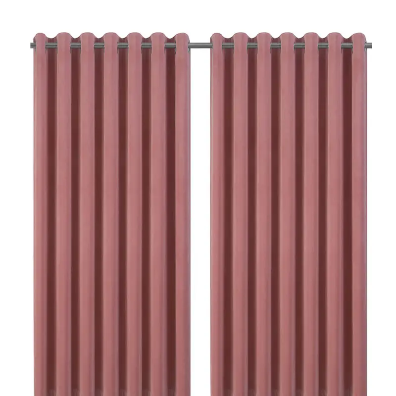 Pink Velvet Eyelet Curtains – Lined Metal Ring Pair, 228Cm W X 228Cm L 1