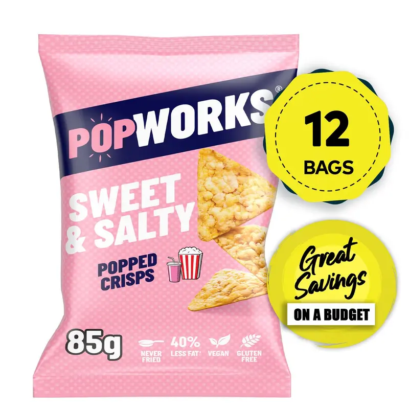 Popworks Sweet & Salty Popped Snacks – 12 × 85G Sharing Pack (Best Before: 2023-07-08) 1