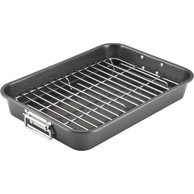Premium 15-Inch Nonstick Roasting Pan With Removable Flat Rack – Oven-Safe 1
