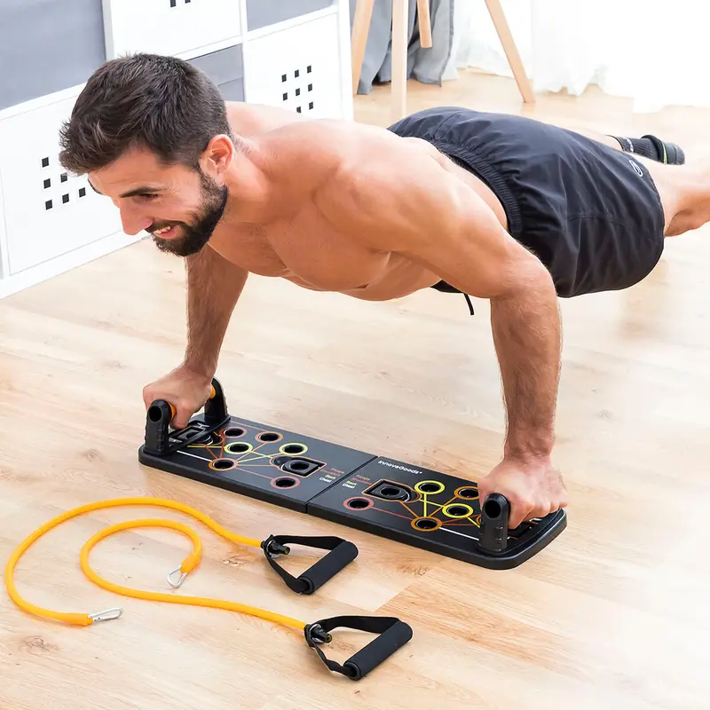 Pulsher Push-Up Board With Resistance Bands – Guided Strength Training Station For Home Workouts 1