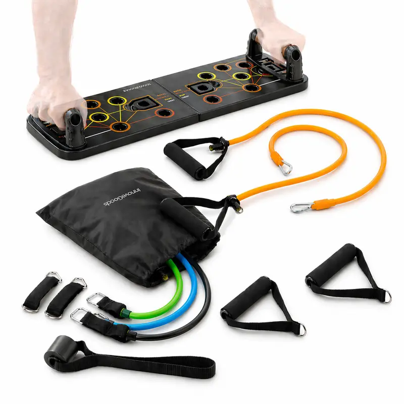 Push-Up Board + Resistance Band Set With Accessories & Exercise Guide – Innovagoods Strength Training Kit 1