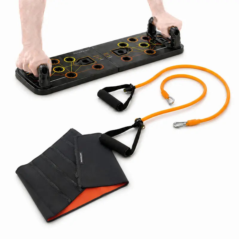 Push-Up Board + Resistance Bands + Sauna Waist Trainer & Exercise Guide – Innovagoods Total Core Bundle 1