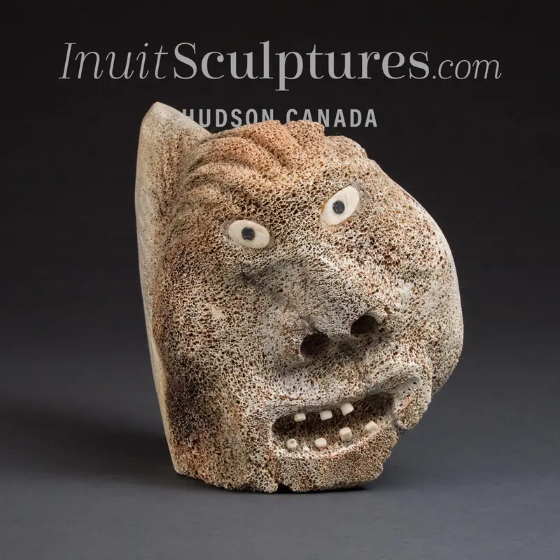 Rare 9-Inch Shaman Portrait Carving By Judas Ullulaq Rca – 'Perry' 1