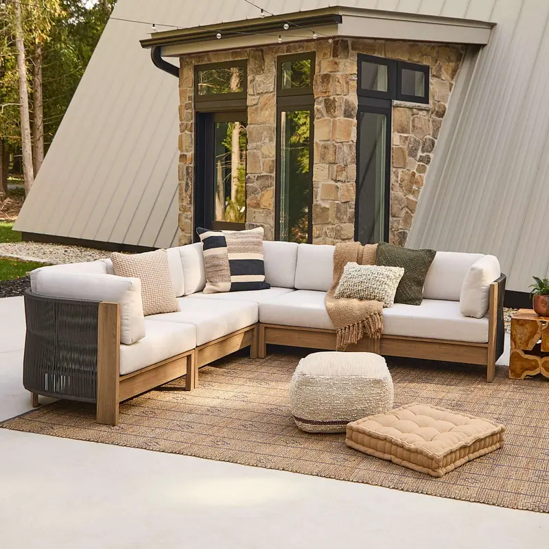 Real Flame Stratton 5-Piece Modular Outdoor Sectional With Sunbrella® Cushions 1