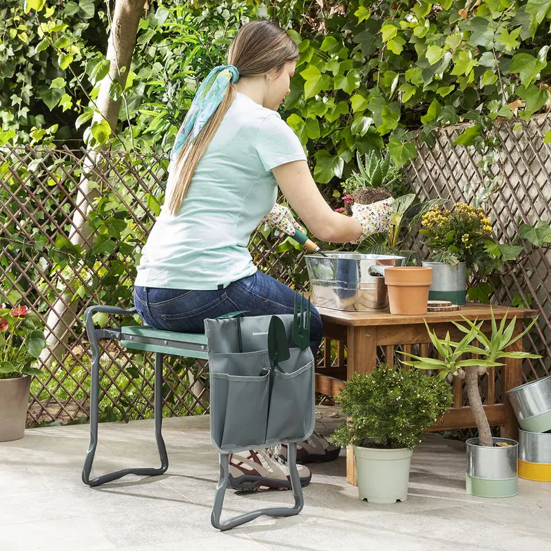 Situl 3-In-1 Folding Gardening Stool With Tool Bag & Storage Compartment 1
