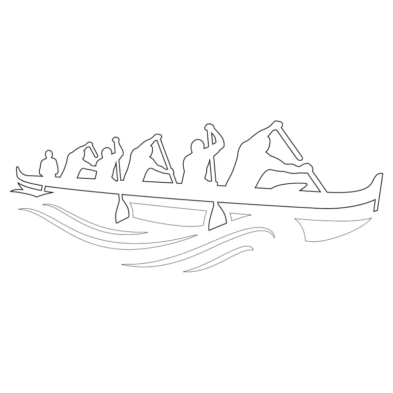 Six-Paddler Canoe Sticker – 2.8 X 5.3 Inch Water Sports Decal 1